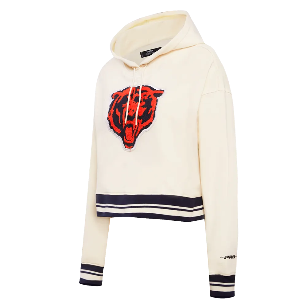 NFL CHICAGO BEARS RETRO CLASSIC WOMEN'S CROPPED PO HOODIE (EGGSHELL/MIDNIGHT NAVY)