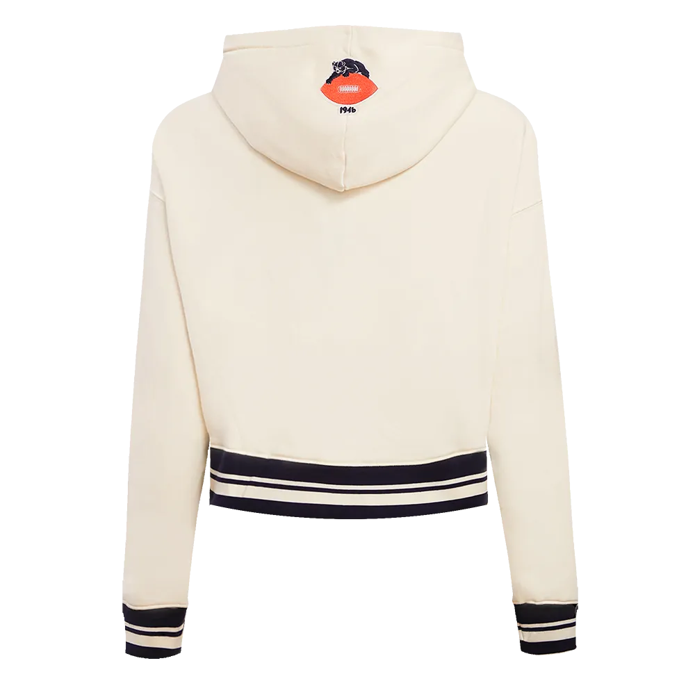 NFL CHICAGO BEARS RETRO CLASSIC WOMEN'S CROPPED PO HOODIE (EGGSHELL/MIDNIGHT NAVY)