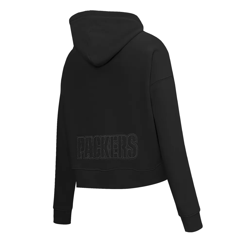 NFL GREEN BAY PACKERS NEUTRAL WOMEN'S CROPPED PO HOODIE (BLACK)