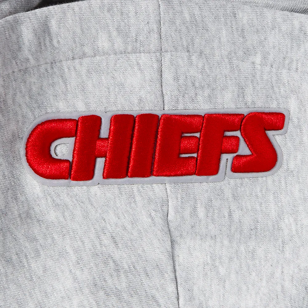 NFL KANSAS CITY CHIEFS SCRIPT TAIL WOMEN'S RIB FLC CROPPED PO HOODIE (HEATHER GRAY/BLACK)