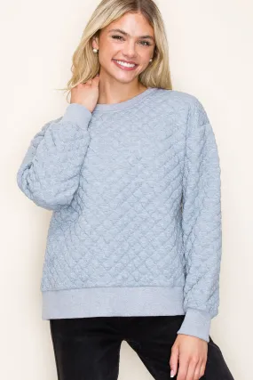 No Place Like Home Gray Quilted Pullover