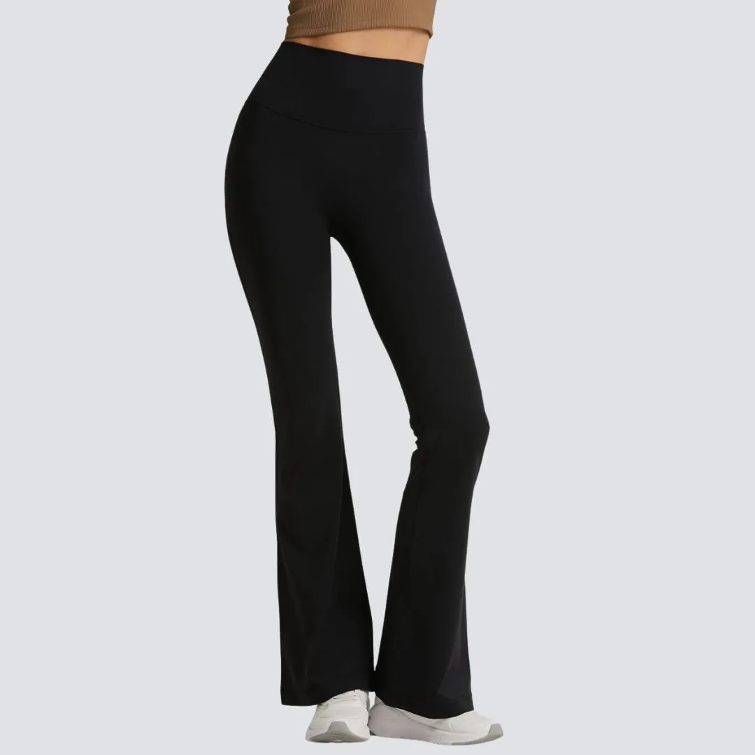 One-Size Flared Yoga Pants - Black