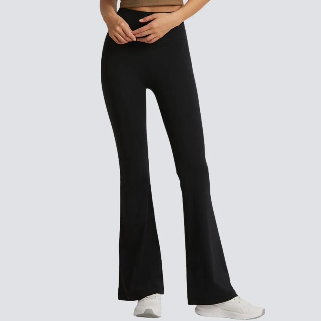 One-Size Flared Yoga Pants - Black