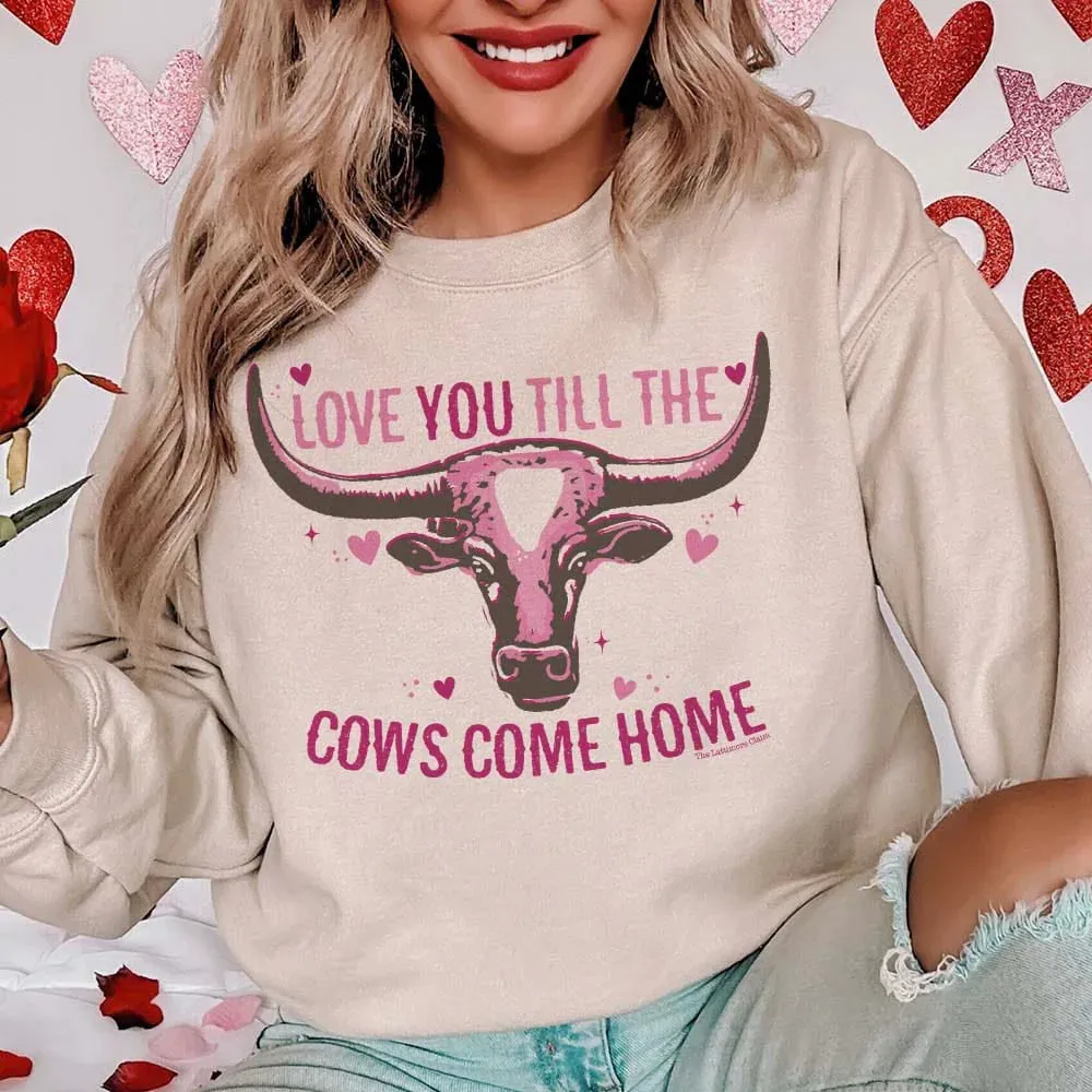 Online Exclusive | Love You Till The Crows Come Home Long Sleeve Graphic Sweatshirt in Cream