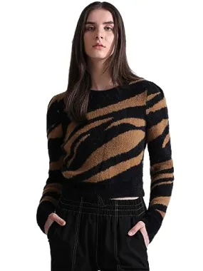 Only Women's Nylon Blend Round Neck Black Pullover_X-Small