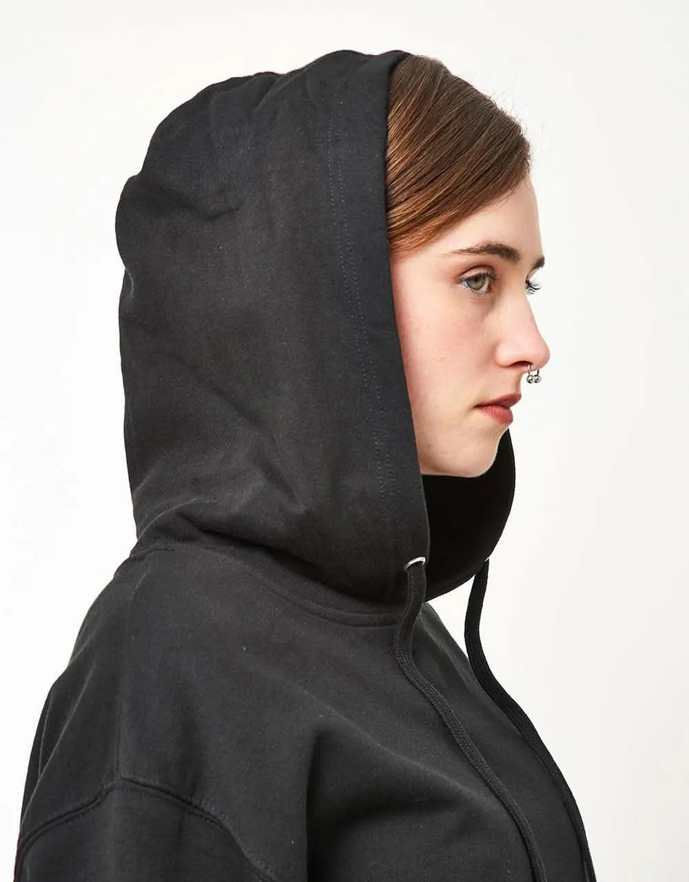 Opera Outline Embroidered Pullover Hoodie - Black