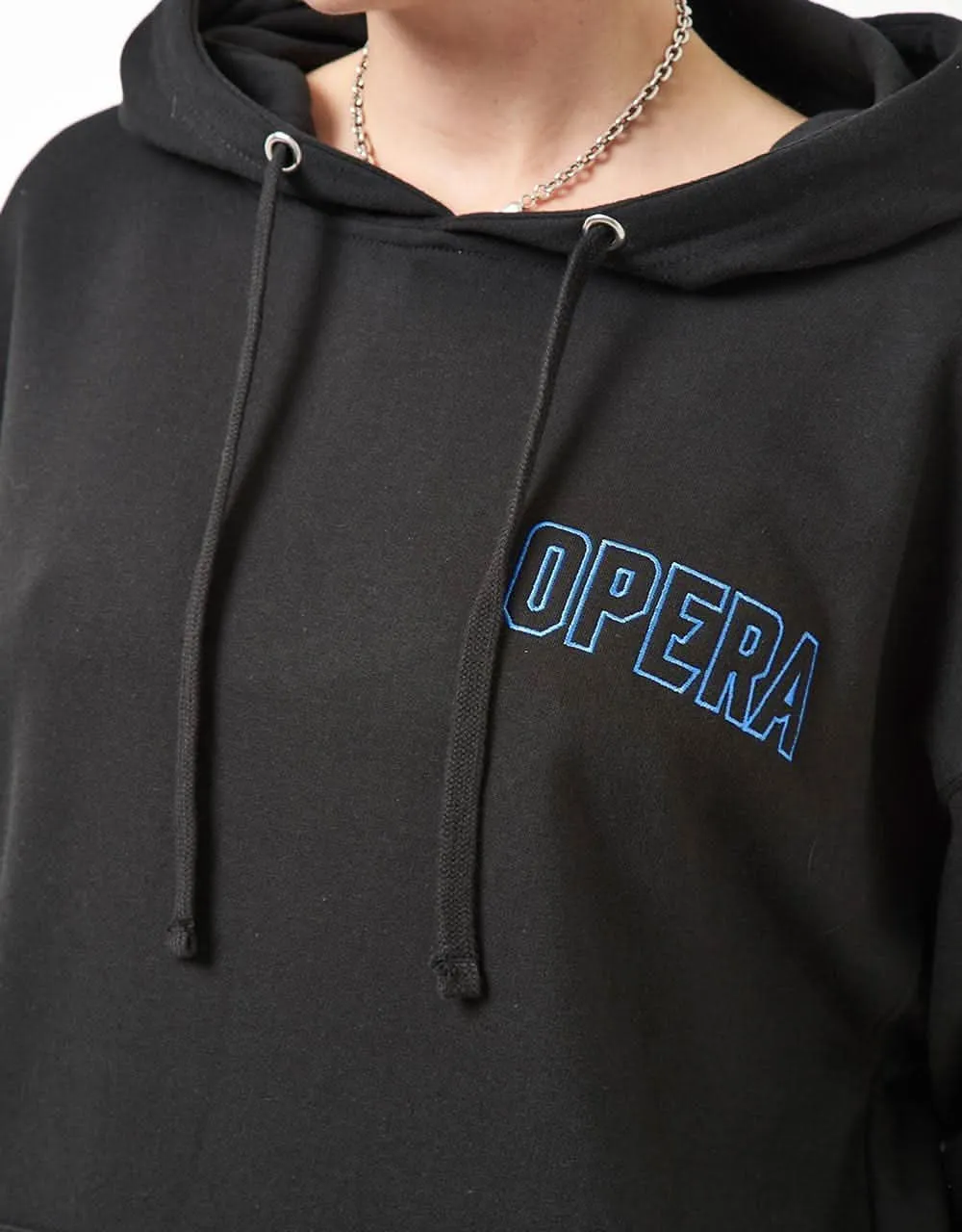 Opera Outline Embroidered Pullover Hoodie - Black