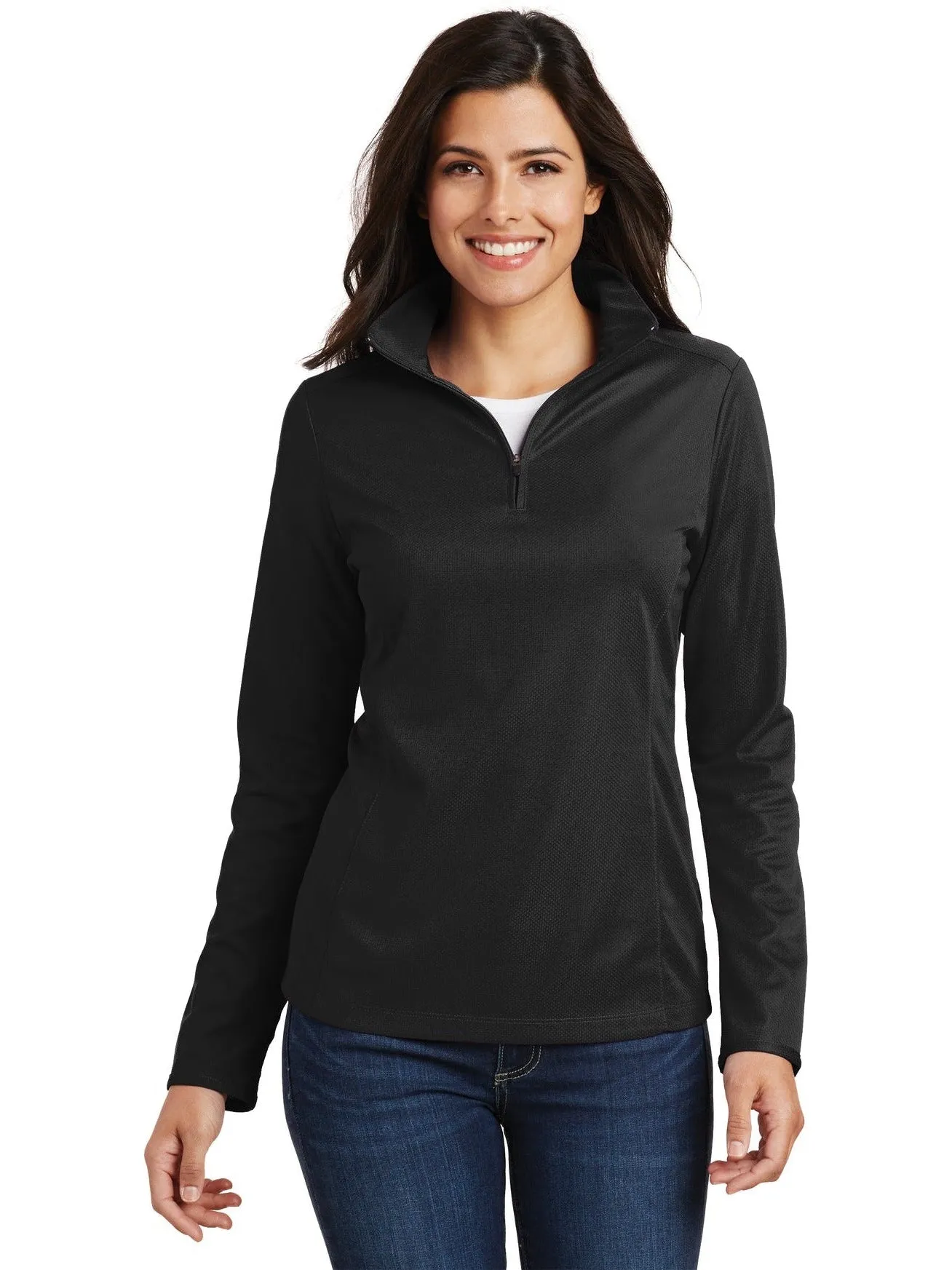 OUTLET-Port Authority Ladies Pinpoint Mesh 1/2-Zip