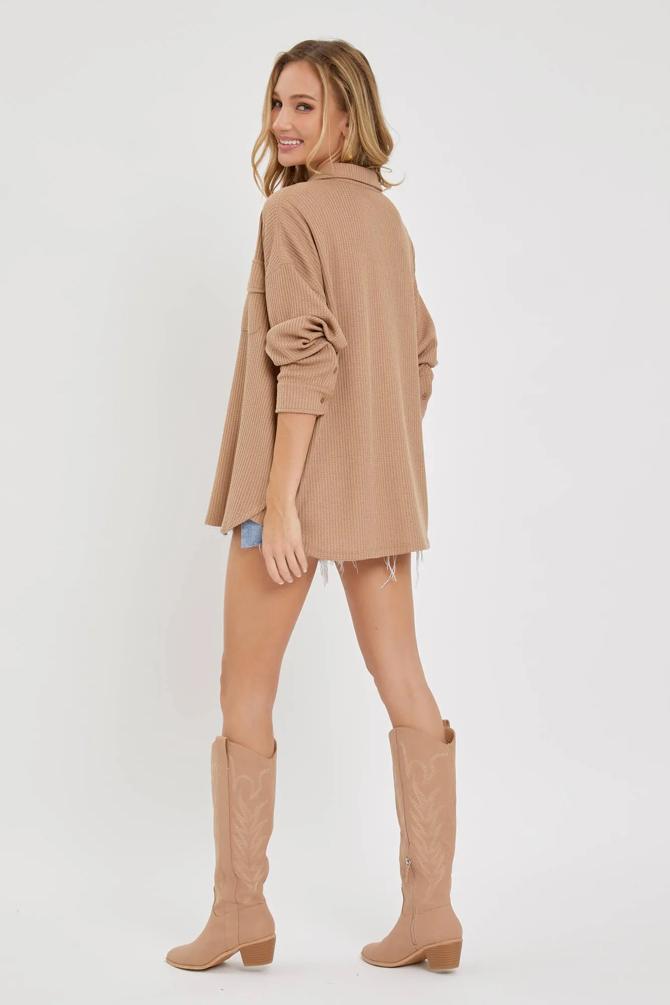 OVERSIZED BUTTON DOWN SHIRTS - MOCHA