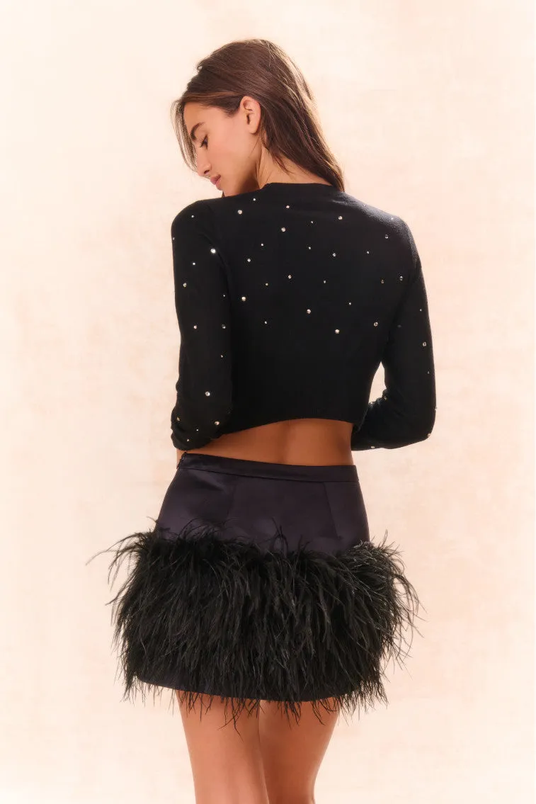 Pammie Embellished Wool Pullover - BLACK