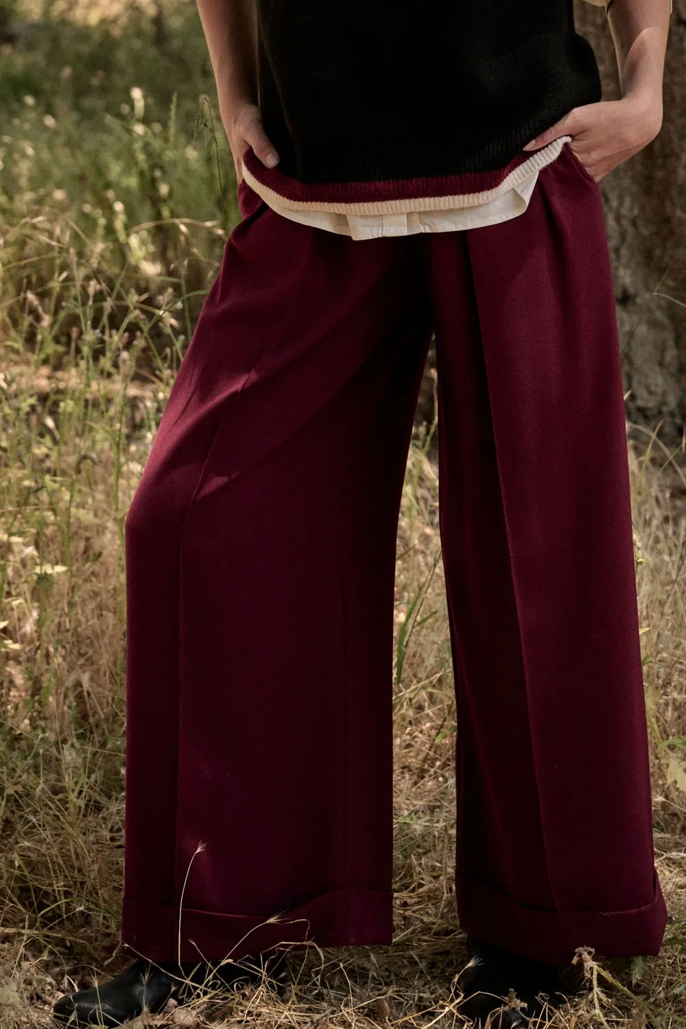 Pleated Euphoria High-Waisted Pants - Deep Magenta