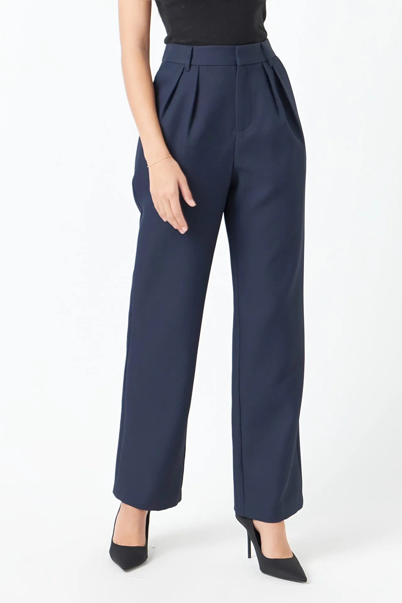 Pleated High Waist Trousers