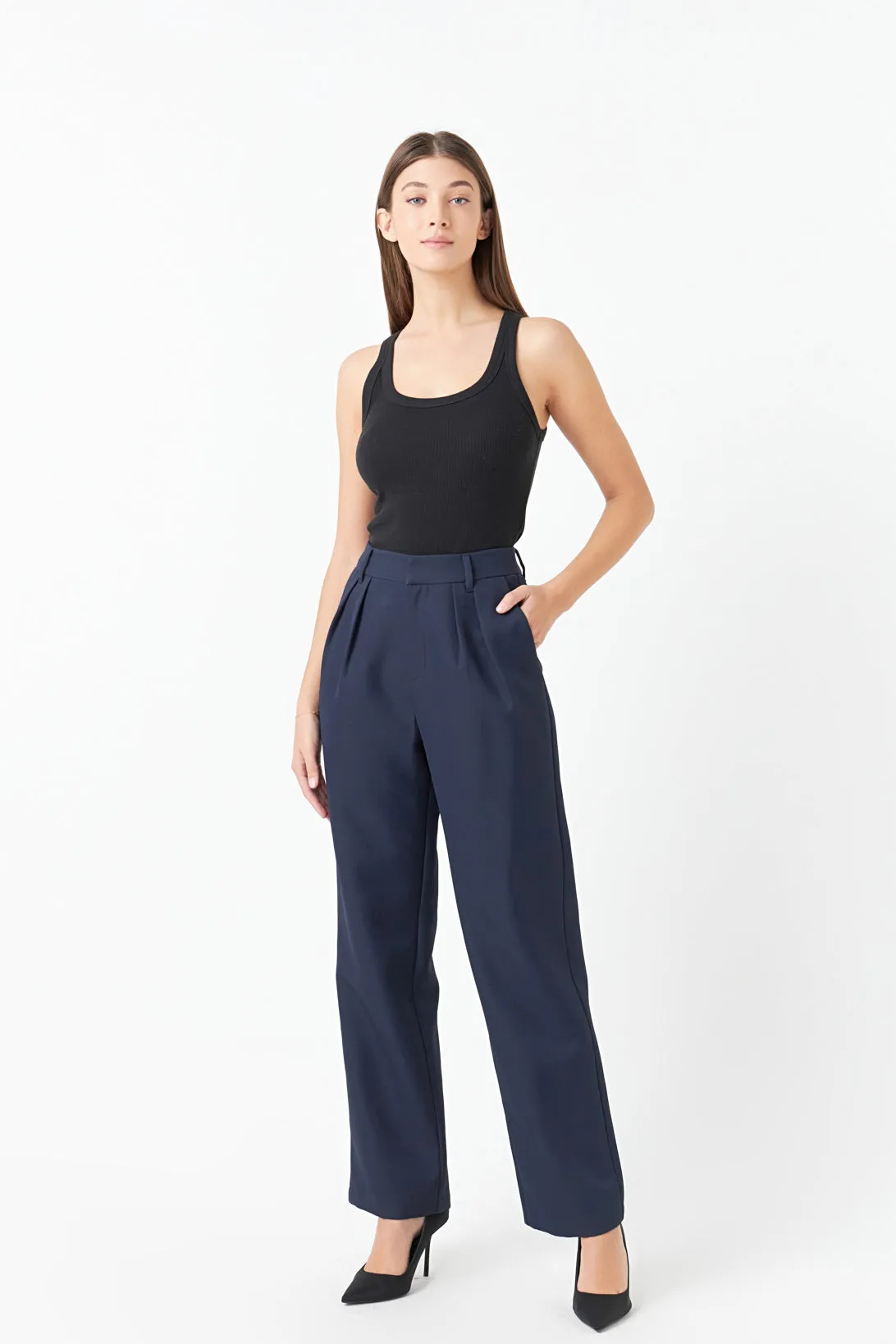 Pleated High Waist Trousers