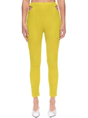 Pleats Cut Out Pants (IM28FF121-52-YELLOW)