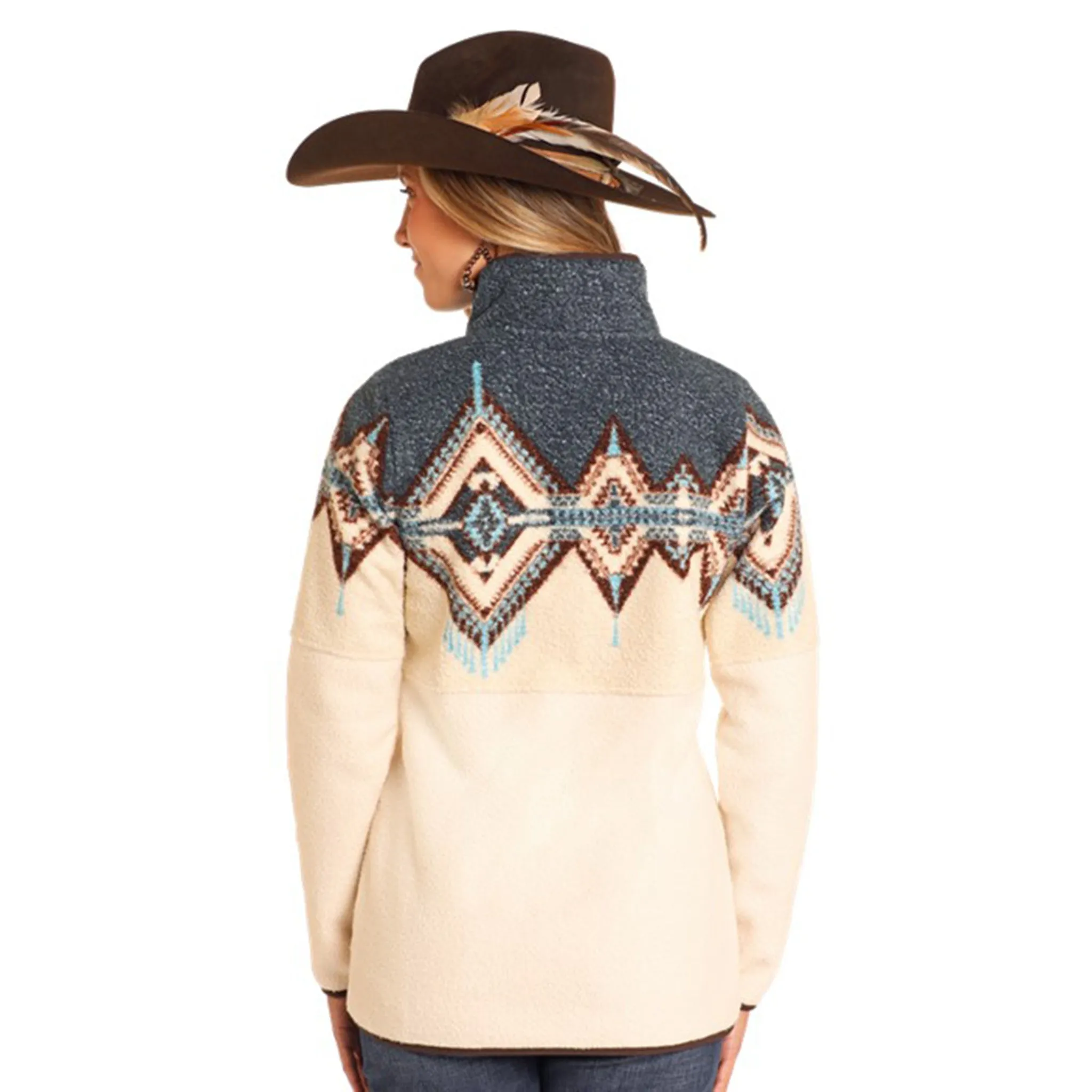 Powder River Women's Aztec Border Berber Pullover