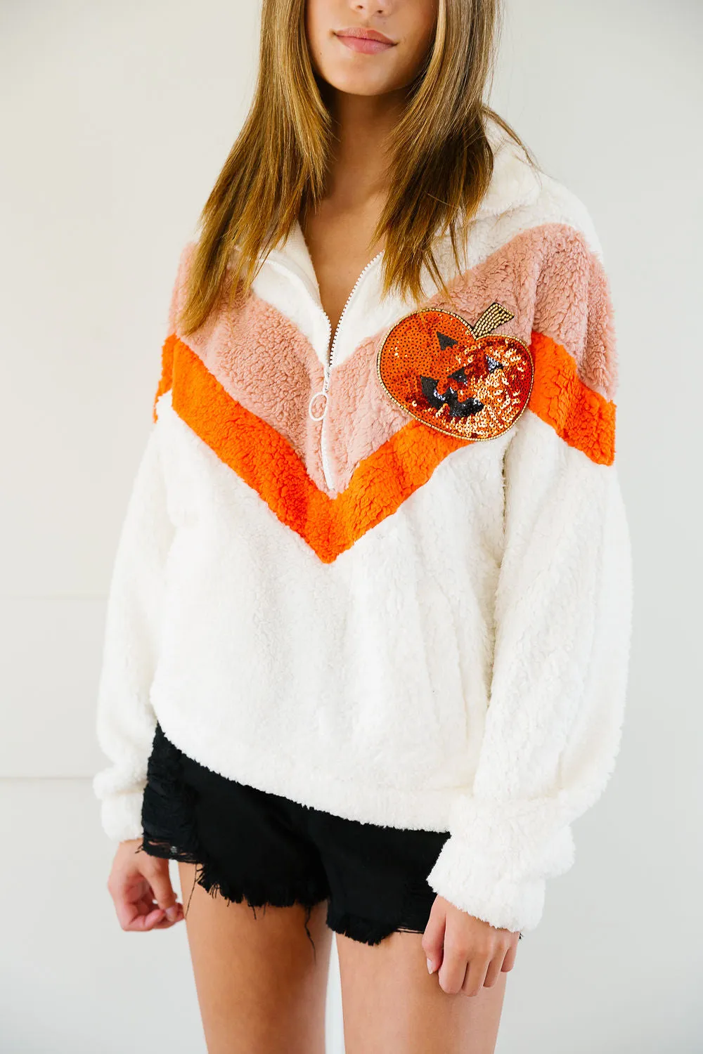 PUMPKIN PATCH FUZZY QUARTER ZIP