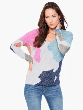 Puzzle Time Sweater in Blue Multi