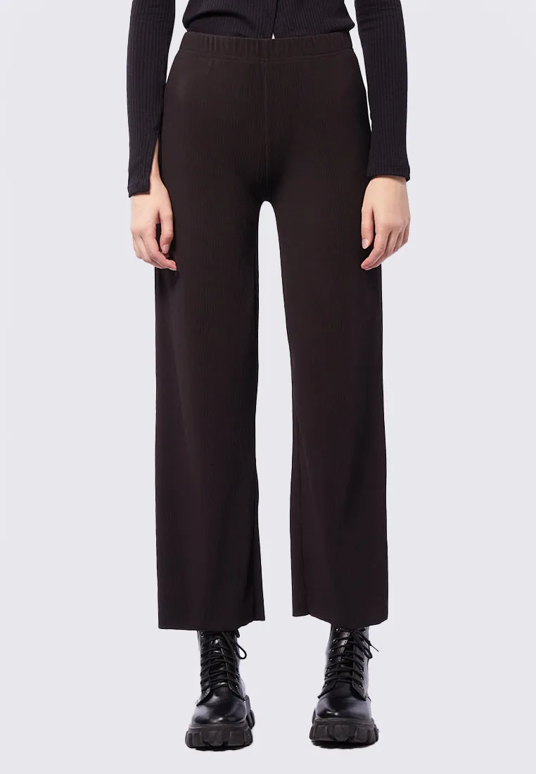 Regular Fit Flared Rib Pants