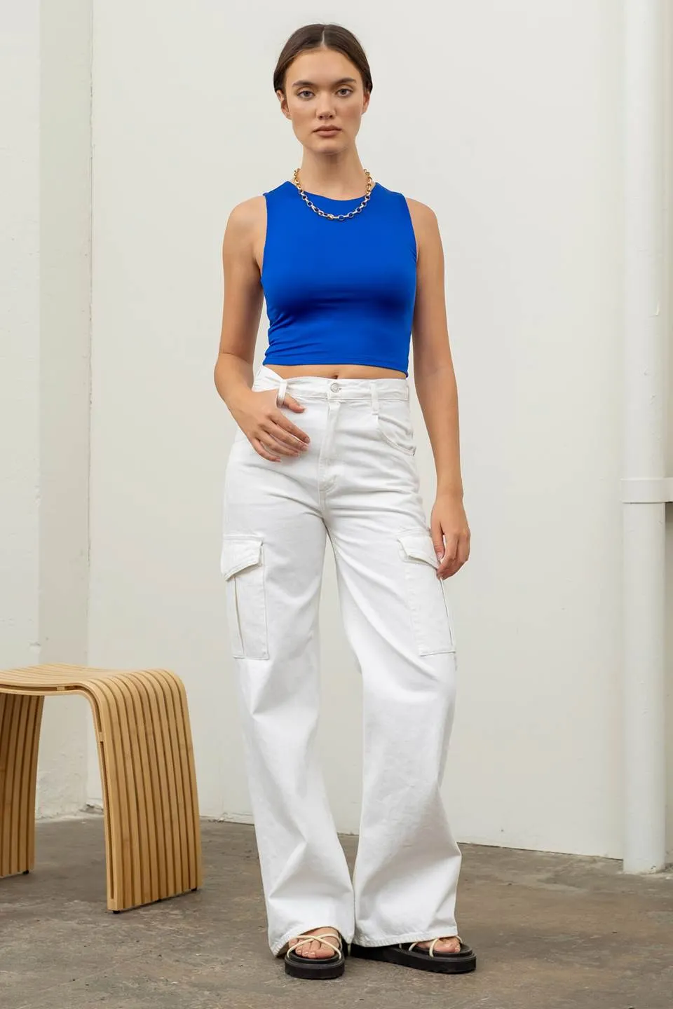 REVERSIBLE KNIT CROPPED TANK TOP