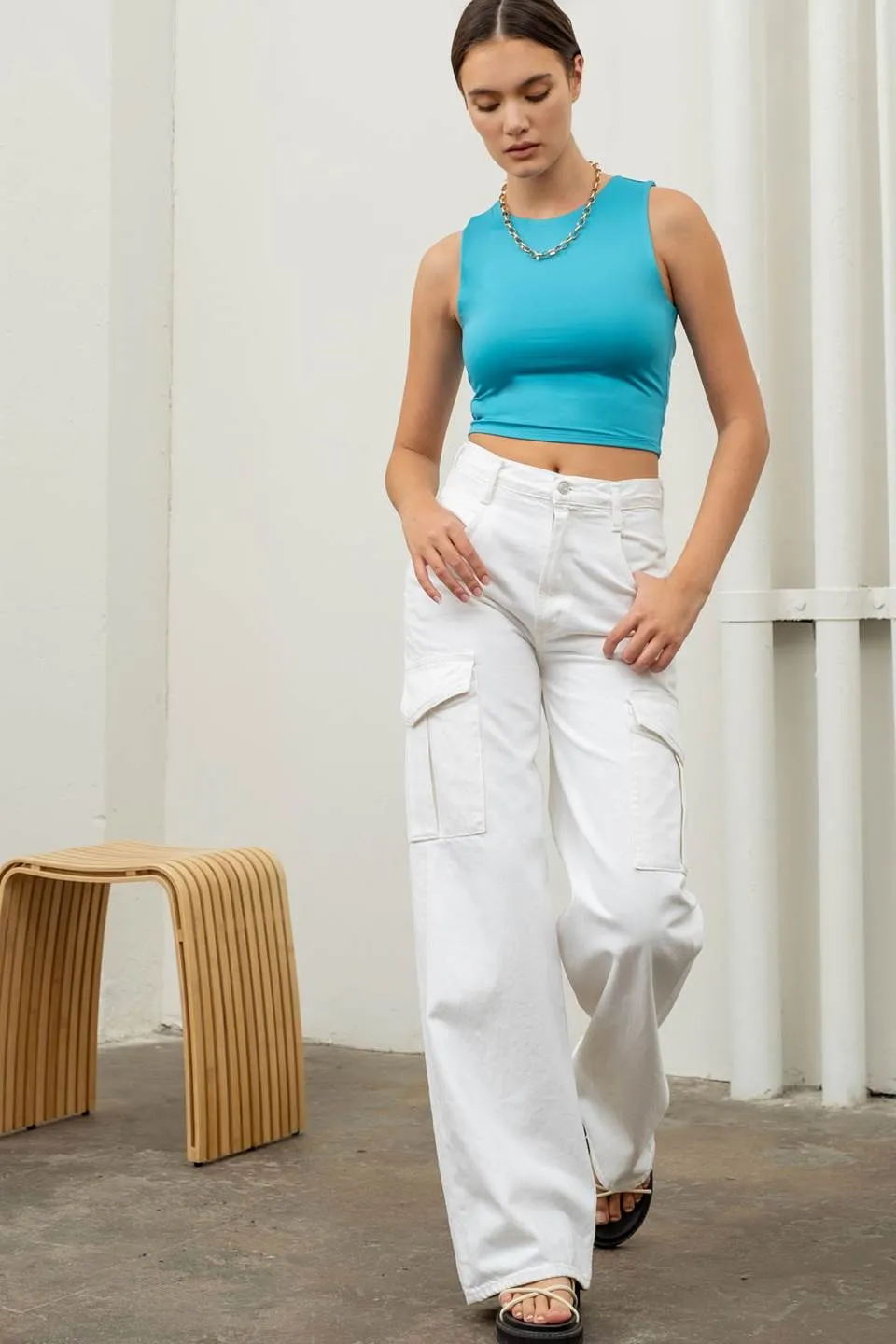 REVERSIBLE KNIT CROPPED TANK TOP