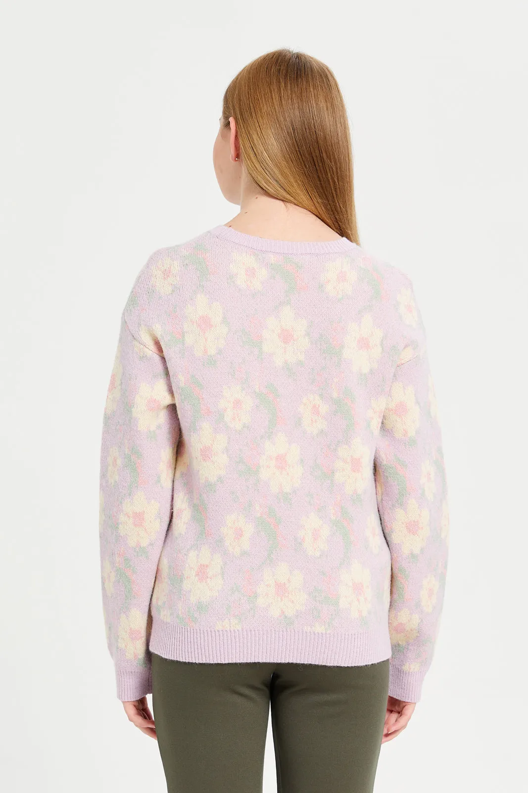 Senior Girls Floral Jacquard Pullover