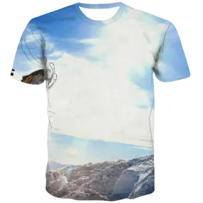 Ski T shirts Men White Tshirts Cool Movement T shirts Funny Snowfield Tshirts Casual