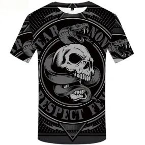 Skull T shirts Men Black Tshirt Printed Snake T shirts Funny Animal T-shirts 3d Short Sleeve Hip hop Men women New O-neck O-Neck