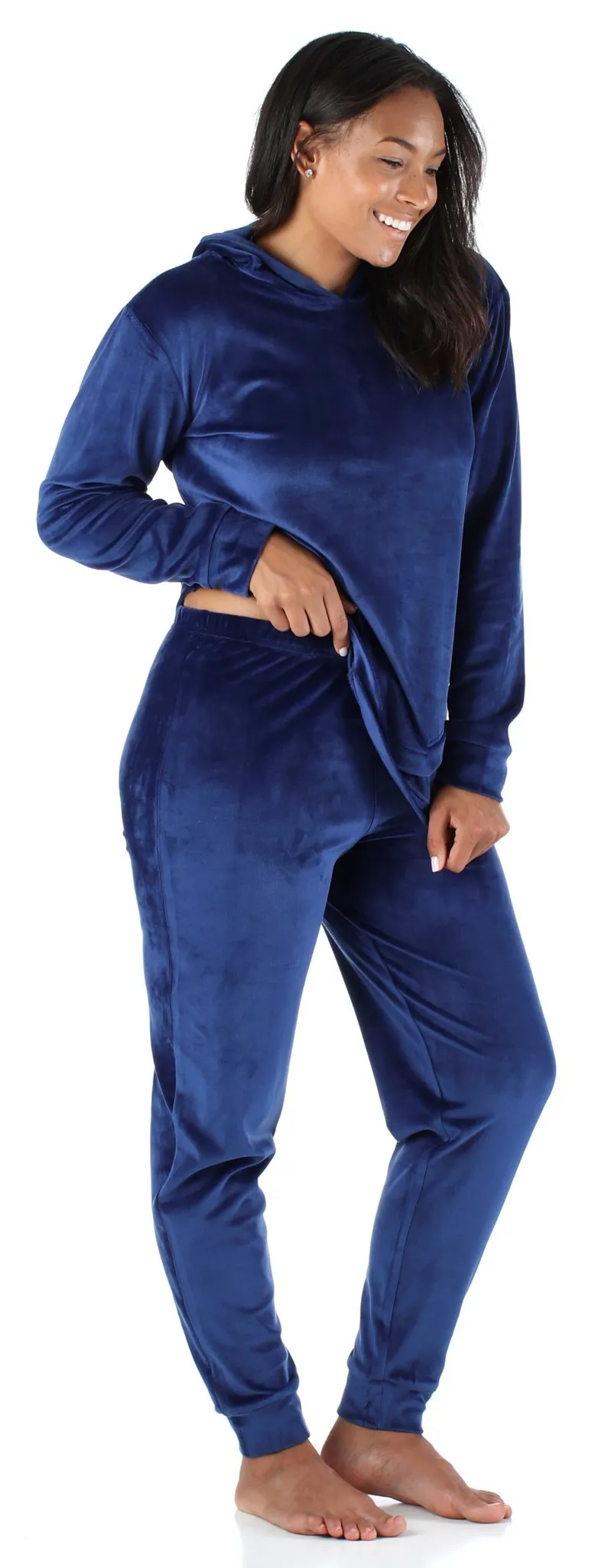 Sleepyheads Women’s Velvet Velour Hooded Loungewear Pajama Set