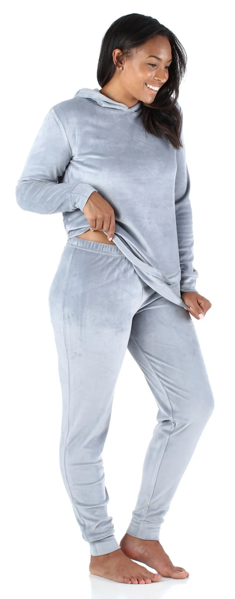 Sleepyheads Women’s Velvet Velour Hooded Loungewear Pajama Set