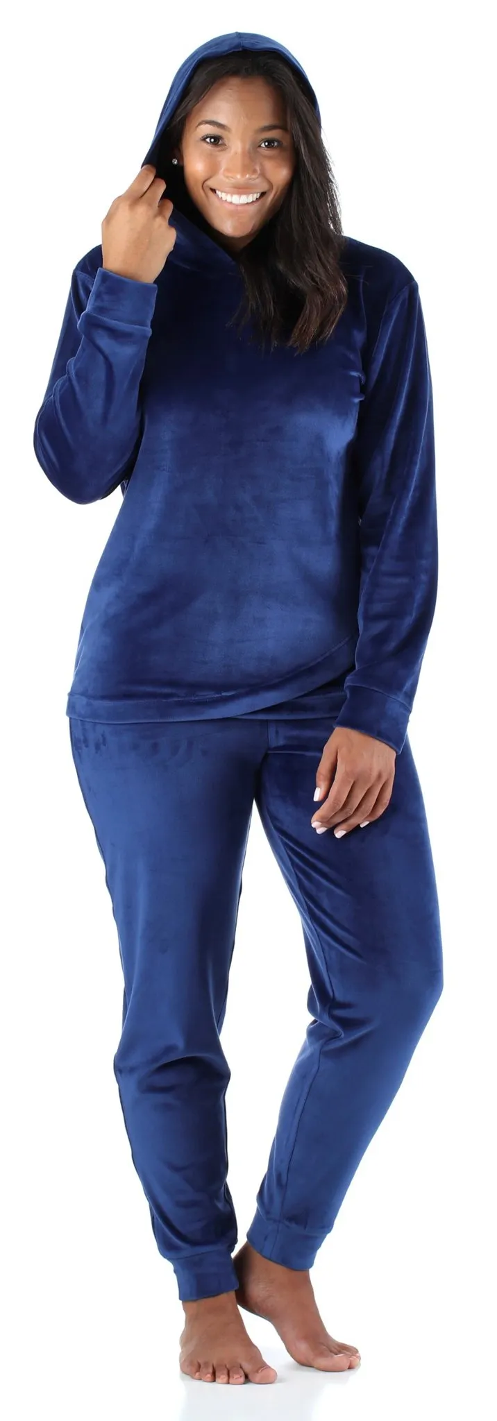 Sleepyheads Women’s Velvet Velour Hooded Loungewear Pajama Set