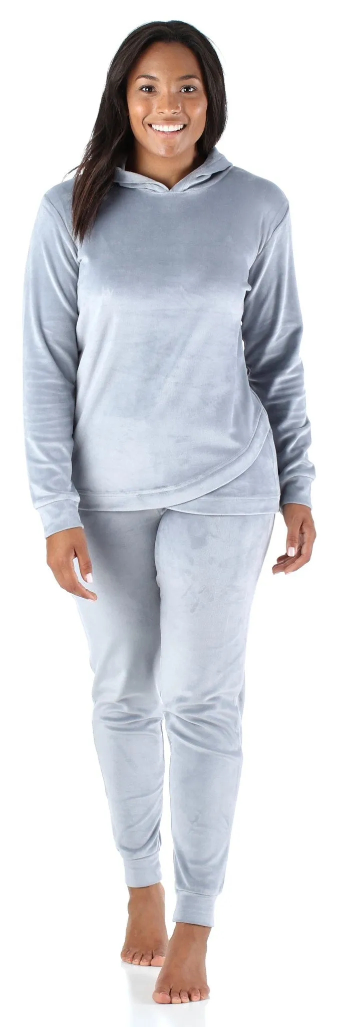 Sleepyheads Women’s Velvet Velour Hooded Loungewear Pajama Set