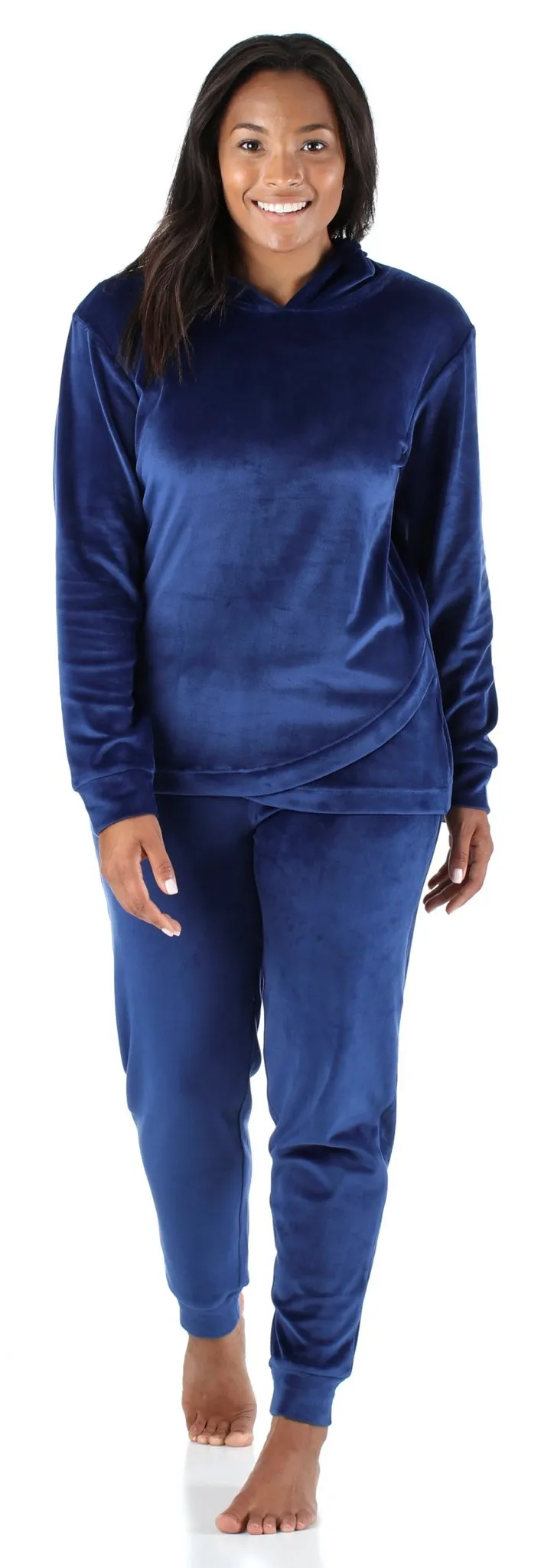 Sleepyheads Women’s Velvet Velour Hooded Loungewear Pajama Set