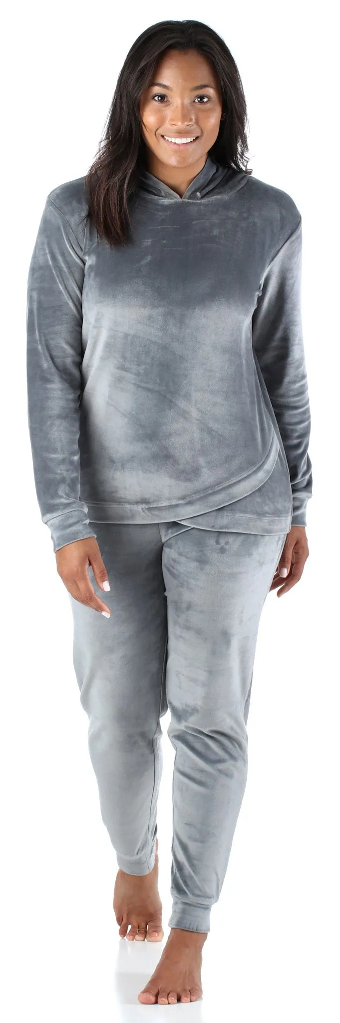 Sleepyheads Women’s Velvet Velour Hooded Loungewear Pajama Set