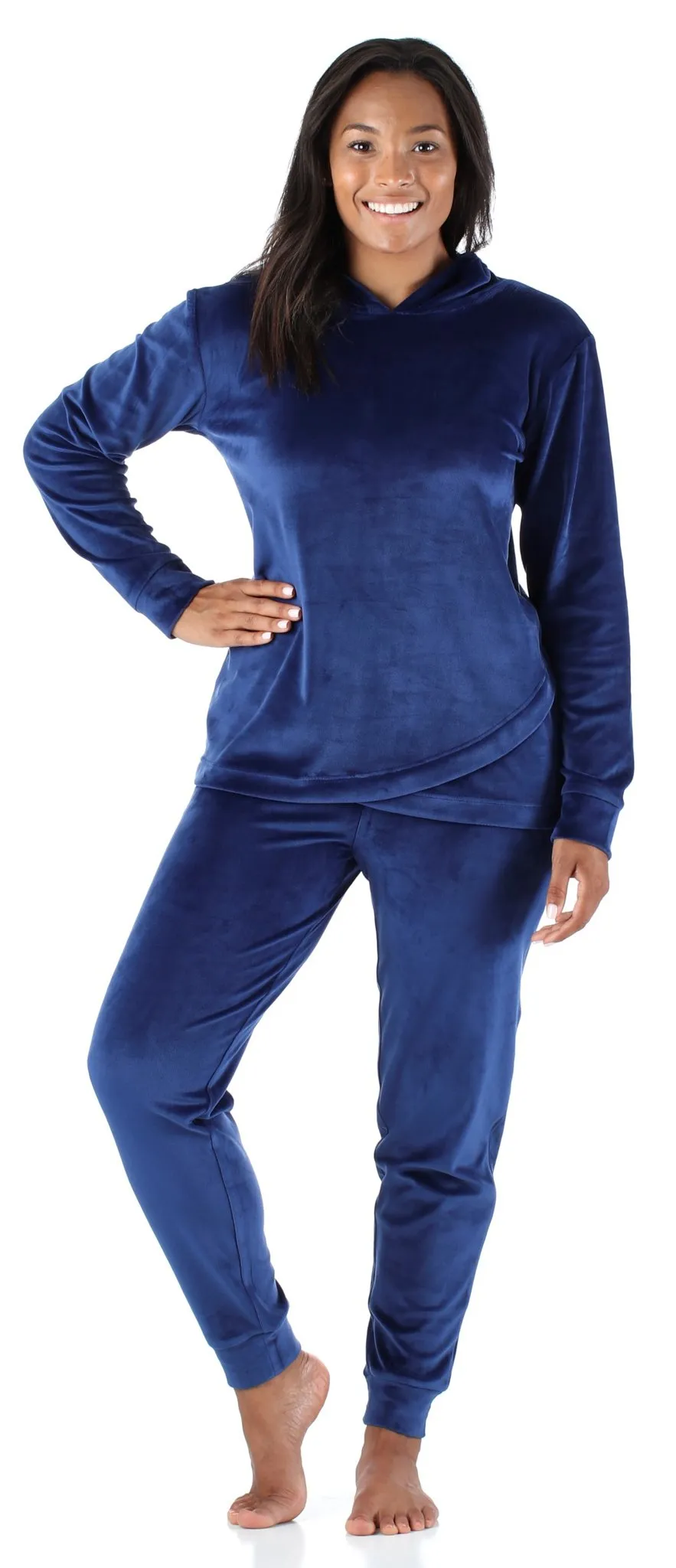 Sleepyheads Women’s Velvet Velour Hooded Loungewear Pajama Set