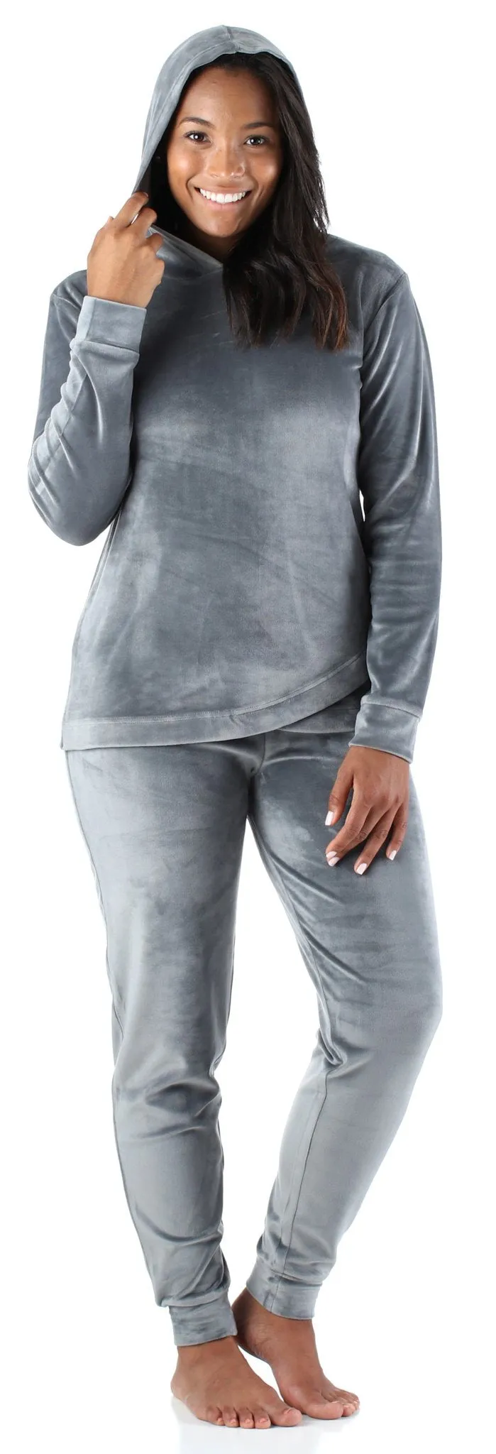 Sleepyheads Women’s Velvet Velour Hooded Loungewear Pajama Set