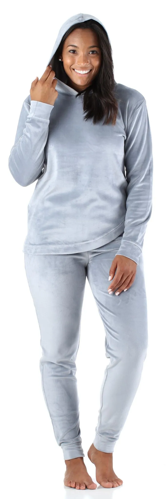 Sleepyheads Women’s Velvet Velour Hooded Loungewear Pajama Set