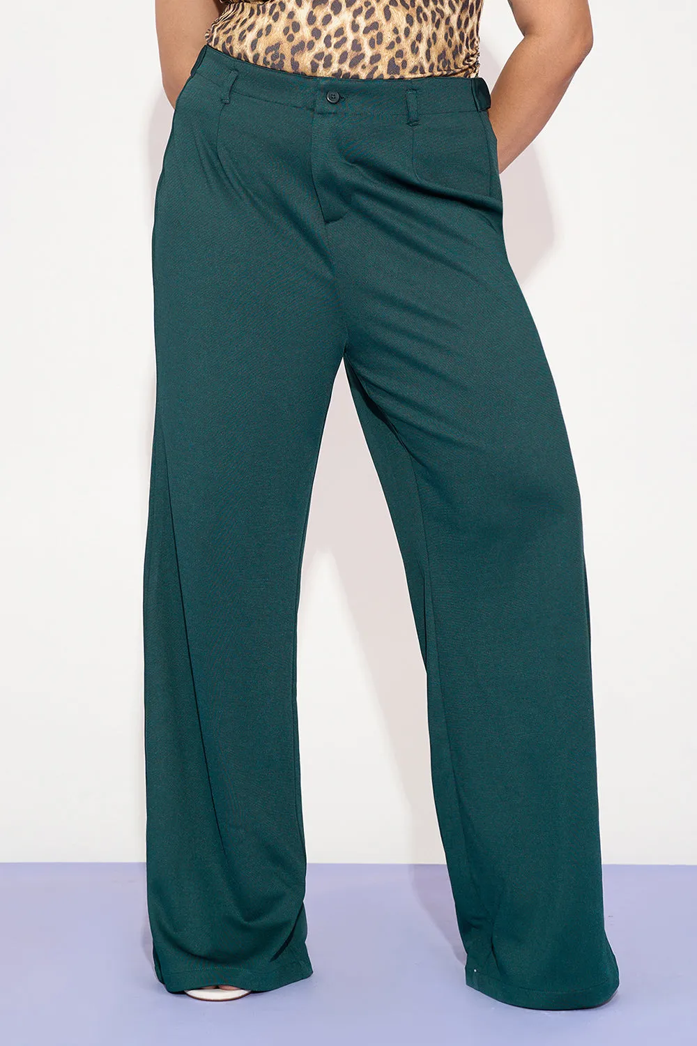 Soft Moss Curve Adjustable Korean Pants