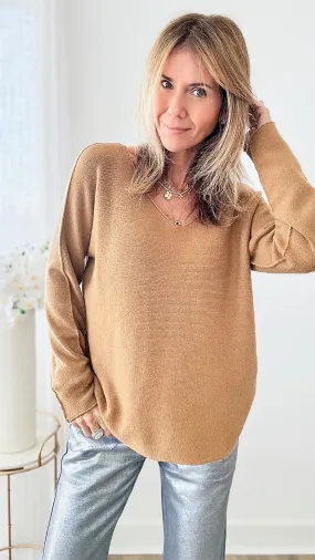 Soho Italian V-Neck Pullover - Camel