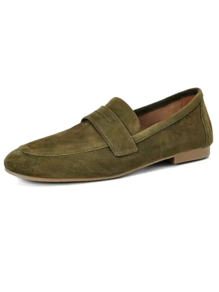 Solid colors faux suede slip on loafers shoes