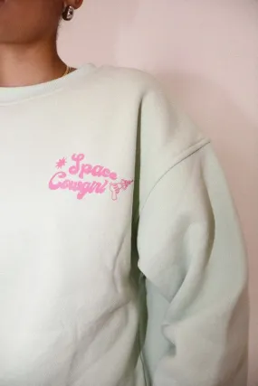 Space Cowgirl Crewneck Sweatshirt Light Green