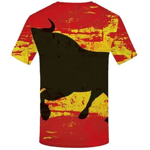 Spanish Flag T-shirt Men Spain T-shirts Graphic Graffiti Tshirts Novelty Animal Tshirt Printed Cattle T-shirts 3d Short Sleeve