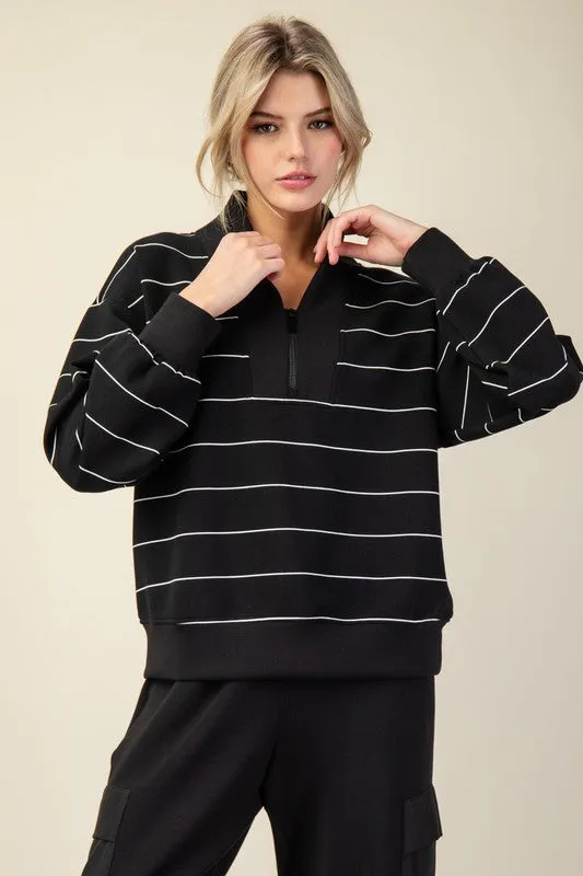 Striped Modal Scuba Zip Pullovers - 2 Colors!