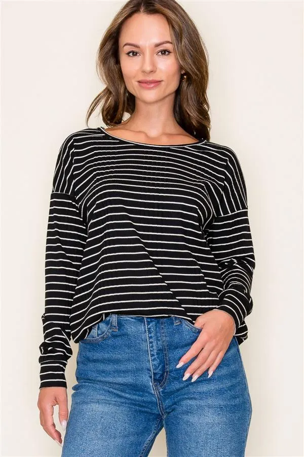 Striped Ribbed Basic Tops - 2 Colors!