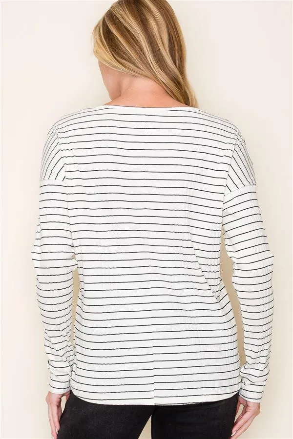 Striped Ribbed Basic Tops - 2 Colors!