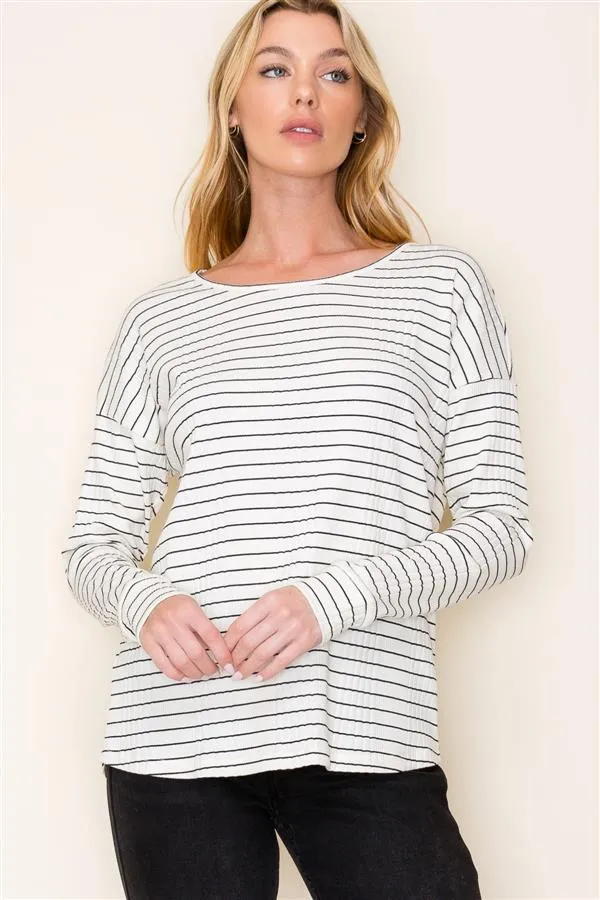 Striped Ribbed Basic Tops - 2 Colors!