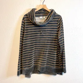 Striped Velour Cowl Neck Sweater