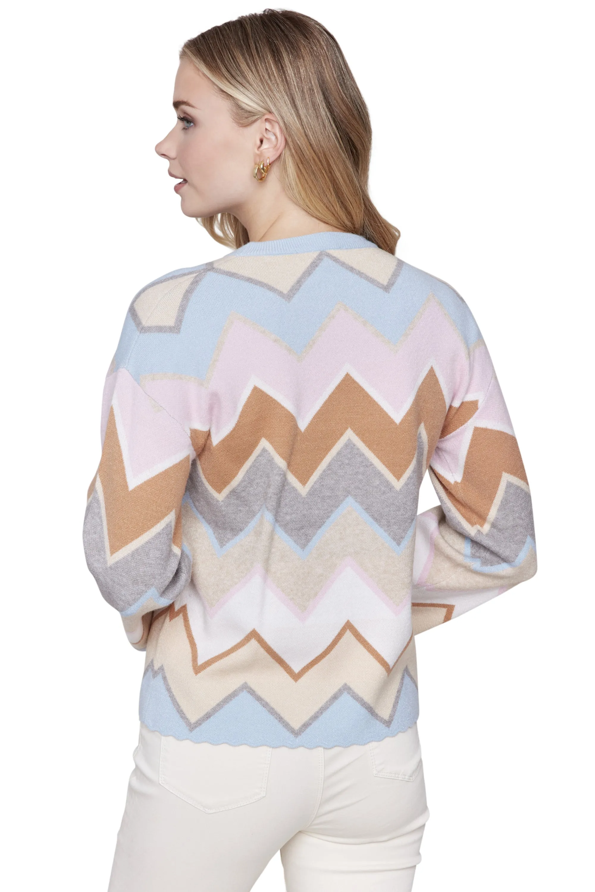 Sweet Chevron Scalloped Sweater