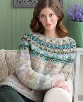 Tadmor Fair Isle Pullover Knitting Kit | Noro Silk Garden & Knitting Pattern