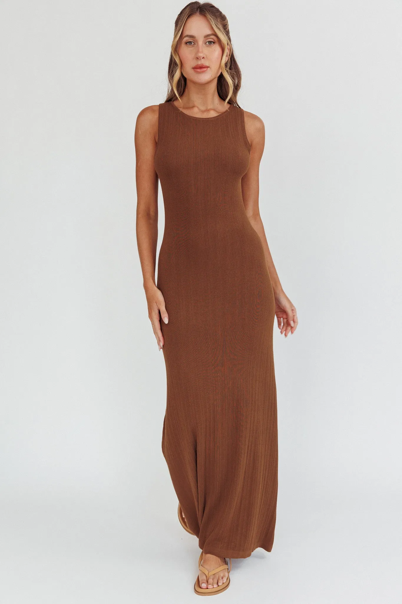 Tarli Low Back Maxi Dress Chocolate