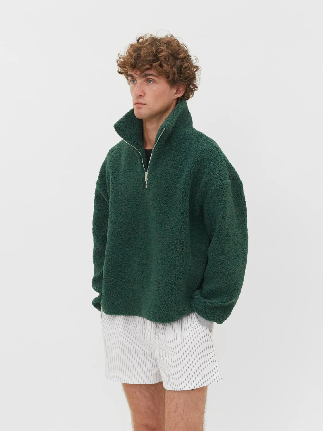 Teddy Fleece Quarter Zip Green